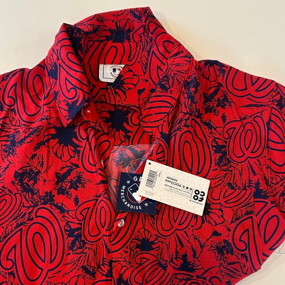 Washington Nationals Genuine Merchandise Red and Navy Hawaiian Women's Top